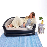 Mobilier Moderne Canapé Gonflable en PVC Une Place avec Revêtement Floqué pour Salon, Fauteuil de Relaxation avec Repose-Pieds, Canapé-Lit Marron