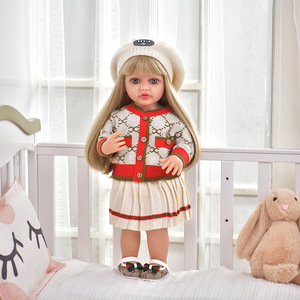 Muñecas Bebé <span class=keywords><strong>Reborn</strong></span> de Silicona Suave Realistas de 22 Pulgadas, Conjunto Completo de Moda, Muñecas Recién Nacidas Realistas para Niñas y Niños - Product Image 2