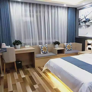 Muebles de Dormitorio Modulares de Bajo Costo para Hotel de 3 Estrellas, Juego Completo con Base de Cama de Madera, Escritorio, Silla, Mesitas de Noche, Cabecera y Colchón - Product Image 4