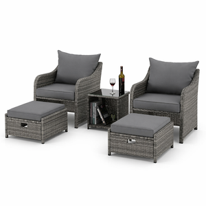 Ensemble <span class=keywords><strong>de</strong></span> <span class=keywords><strong>salon</strong></span> d'extérieur en rotin PE résistant aux UV, 5 pièces, meubles <span class=keywords><strong>de</strong></span> patio en osier avec ottoman et <span class=keywords><strong>table</strong></span> d'appoint - Product Image 3