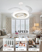 Économie d'énergie contemporaine 48 pouces ventilateur de plafond escamotable décoratif mené par éclairage d'intérieur avec la lumière pour l'hôtel