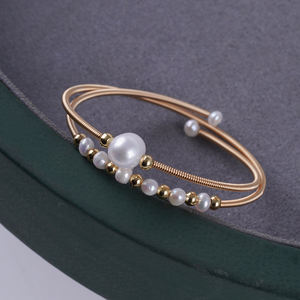 <span class=keywords><strong>Bracelet</strong></span> pour enfants en <span class=keywords><strong>fil</strong></span> de cuivre <span class=keywords><strong>enroulé</strong></span> avec perle d'eau douce - Product Image 3