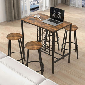 Cross-border country style kitchen dining table and chair set, simple home <b>square</b> bar table and bar stool <b>combination</b> set - Product Image 1