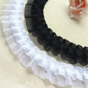 5cm Ruffle Gauze Pleated Lace Ribbon Trim 50mm DIY Sewing Wedding Craft Lace Trims