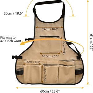 Tool Storage Apron Khaki Black Multiple Pocket Work Suit For Gardening And Auto Repair - Product Image 2