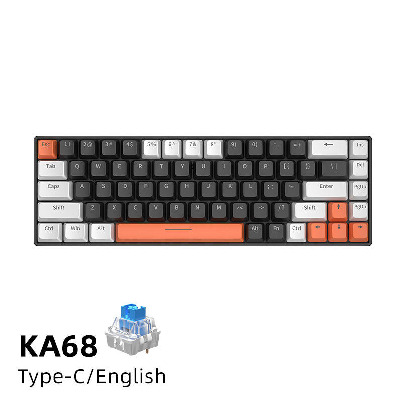 68ปุ่ม/ขาวดำ [มีสาย] แกนแสงสีเขียวผสม