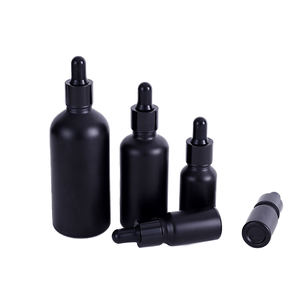Bouteilles compte-gouttes en verre givré noir de haute qualité 5ml 10ml 15ml 30ml 50ml 2oz 100ml Bouteilles vides pour huiles essentielles - Product Image 4
