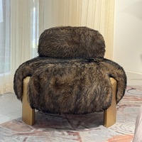 Fauteuil d'appoint moelleux et doux en fausse fourrure de luxe, design italien moderne, fait main, pour salon et bureau à domicile