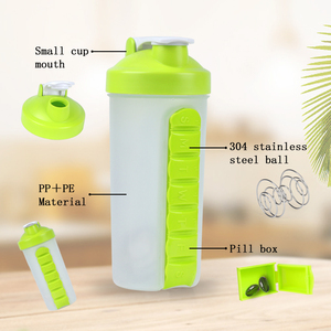 B30-0083 Amz Vente Chaude 2023 LOGO Personnalisé 600ml Protéine En Plastique Bouteille D'eau Portable Avec 7 Jours Pilulier Stockages - Product Image 3