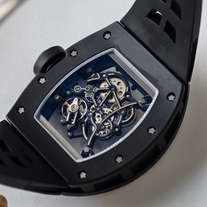 นาฬิกาจักรกลกันน้ำคุณภาพดีที่สุดสั่งทำพิเศษ ขนาด 43 มม. โรงงาน UMI กลไก RMUL2 รุ่น RM055 ตัวเรือนเซรามิกสีดำ โครงกระดูก นาฬิกา RM - Product Image 5