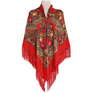 Style Ethnique Surdimensionné 160X160cm Sergé Coton <span class=keywords><strong>Carré</strong></span> Écharpe Franges Dames Rétro Impression Climatisation Châle pour Automne Hiver - Product Image 4