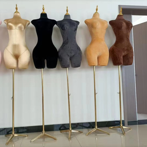 Torse de femme grande taille en tissu de velours afro-américain Corps en plastique Gros seins Gros cul Demi-corps Mannequins pour magasin de vêtements - Product Image 1