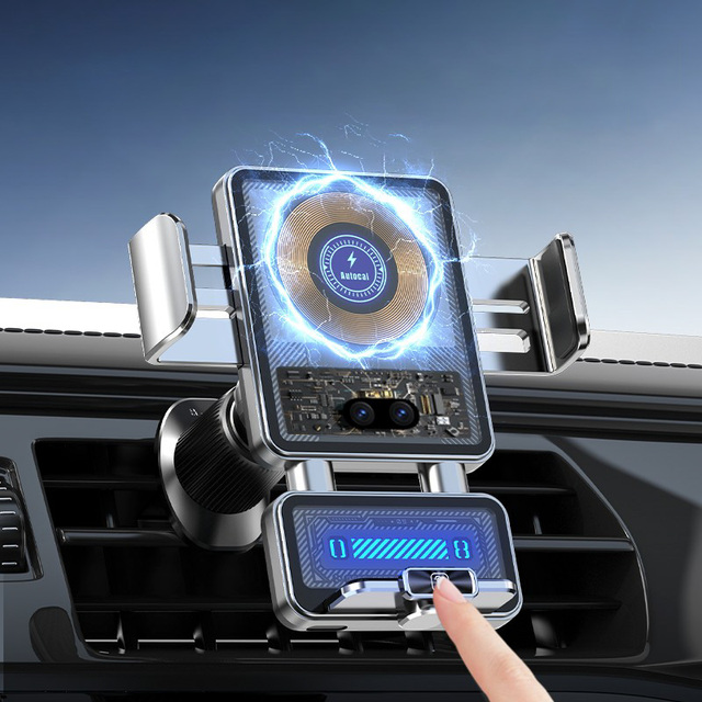 66W Super Fast Wireless Car Charger Fixed Mount Intelligent Phone Holder Anti Slip Base Touch Control