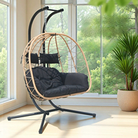 Fauteuil suspendu double en rotin pliable de luxe, chaise à bascule, mobilier d'extérieur, coussin imperméable, cour intérieure