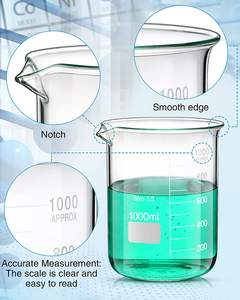 كوب زجاجي ذو شكل علمي منخفض, كوب زجاجي متدرج لقياس القسائد - Product Image 2