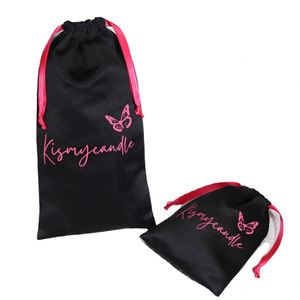 Sac de rangement en satin à cordon de serrage pour bouteilles et parapluies, motif personnalisé, pochette en satin pour soins de la peau, conception gratuite - Product Image 1