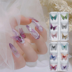 En gros <span class=keywords><strong>Tulle</strong></span> Stéréoscopique Strass Papillon Nail Art Décorations Aimant Détachable 3D Nail Art Charmes - Product Image 5