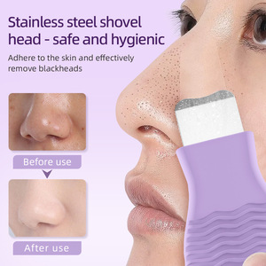 Outil de nettoyage des points noirs à double tête personnalisé en usine, brosse nettoyante faciale en silicone pour massage manuel et exfoliation du visage - Product Image 3