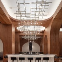 Barre lumineuse LED blanche neutre de qualité supérieure, luminaires suspendus à haute luminosité pour restaurants haut de gamme, lustre en métal et verre personnalisé