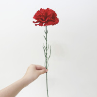 Vente en gros de fleurs artificielles en velours rouge à tige unique de 61 cm, fleurs douces et écologiques, décoration pour mariage, fête des mères, en vrac