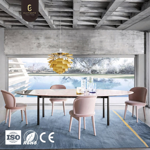 Modern Luxury Pink Marble <strong>Dining</strong> <strong>Table</strong> Sets Floating Ultra <strong>Thin</strong> Monolith Natural Vein Spectacle Centerpiece Home Furniture - Product Image 1