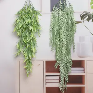 인공 돈 식물 잎 매달려 식물 가짜 포도 잎 담쟁이 덩굴 녹색 잎 벽 실내 및 실외 장식