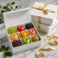 Boîte Cadeau Blanche pour Fruits Mixtes avec Compartiments, Bordure Dorée, Logo Personnalisé, Emballage de Luxe pour Panier de Fruits, Vente en Gros pour Marques