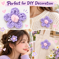 Applique florale en crochet violette pour pinces à cheveux, vêtements, sacs, loisirs créatifs, couture, décoration, 2 x 1,8 pouces, accessoire floral mignon
