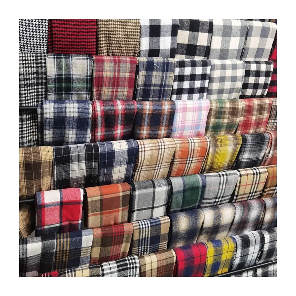 woven heavy 100% Cotton thick checks flannel 200gsm plaid CVC Yarn dyed fabric for shirt