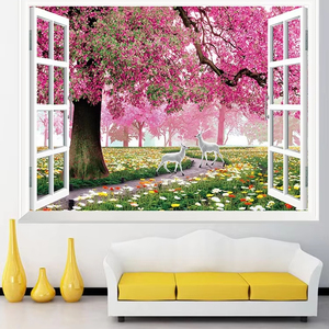 <span class=keywords><strong>Simulation</strong></span> Faux Fenêtre Auto-Adhésif Salon Décoration <span class=keywords><strong>Peinture</strong></span> <span class=keywords><strong>Chambre</strong></span> Mur Paysage Autocollant Mural Autocollant Mural - Product Image 3