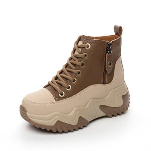 รองเท้าลำลองผู้หญิงรุ่นใหม่ประจำฤดูใบไม้ร่วงปี 2026 รองเท้าบูทสั้นเสริมส้นหนา 7 ซม. แฟชั่นเพิ่มความสูง รองเท้าผู้หญิงแบบผูกเชือกหุ้มข้อสูง - Product Image 5