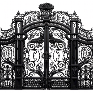Puerta Doble de Hierro Forjado Estilo Victoriano, Apertura Manual, Recubrimiento en Polvo, Duradera, para Uso Exterior - Product Image 1