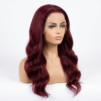 Perruque Lace Frontale HD Transparente 13x4, 20 Pouces, Cheveux Humains 100% Naturels, Ondulée 99J, Sans Colle, Pré-Pluckée, pour Femmes