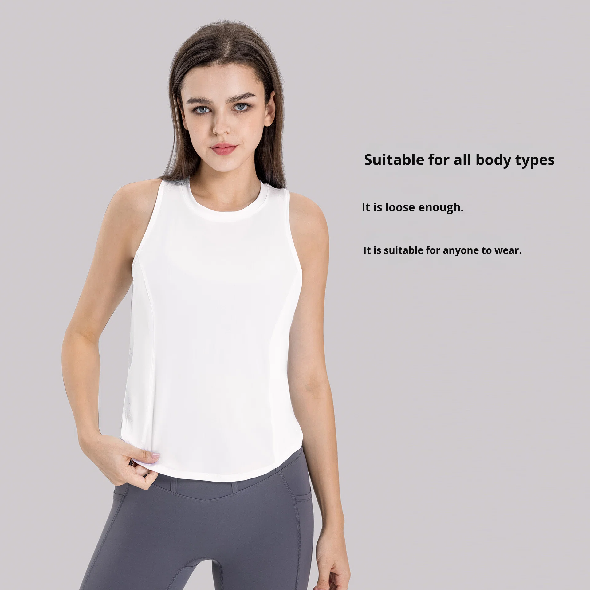 YMIMI New Lightweight Moisture-Wicking Breathable Four-Way Stretch Front Logo Loose Cover-Up Yoga Top Sports Vest Spandex/Nylon