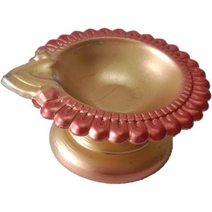 PARIJAT HANDICRAFT Lámpara de aceite Lakshmi Diya Deepak de diseñador de metal multicolor indio tradicional para interior y exterior Puja para - Product Image 3