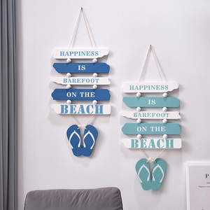 Letrero de madera para colgar en la pared, estilo mediterráneo, con chanclas, decoración del hogar, tema del océano, 2 uds. - Product Image 3