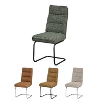 Chaise de salle à manger en métal de couleur crème nordique, luxe léger, haut de gamme, moderne, minimaliste, confortable, rembourrée, sans accoudoirs