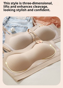 Bretelles réglables minces à la mode sans fil sans couture respirant 3/4 bonnets soutien-gorge push-up gros seins Spandex matériel - Product Image 3