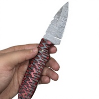 Couteau à lame fixe Drop Point en acier Damas avec manche en bois Pakka, garantie 3 ans, couteau de survie pour le camping et le bricolage - Prix abordables