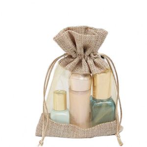 Bolsa de Yute Natural Reciclable Personalizada con Cordón, Envoltorio Ecológico para Regalos, Dulces, Café, Relojes - Bolsas de Algodón - Product Image 2