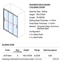 Cabines de douche en verre transparent de 10 mm, semi-sans cadre, fabrication en usine avec fonction de fermeture douce, porte de douche en verre