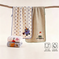 Serviette pour enfants à motifs multiples, douce et absorbante, serviette pour les mains de bébé, serviette de visage brodée avec des animaux de dessin animé
