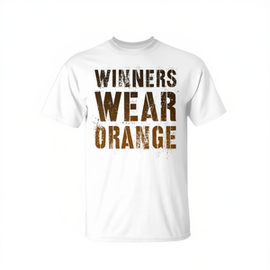 T-shirt promotionnel orange vintage pour les gagnants, idéal pour le camping d'été, les jeux de guerre et les matchs d'équipe - Product Image 3