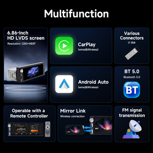 <span class=keywords><strong>Radio</strong></span> Universal para Coche de 1 Din y 6.86 Pulgadas con <span class=keywords><strong>Android</strong></span> Auto y Carplay Inalámbrico, Pantalla Táctil, Reproductor MP5, Sintonizador de <span class=keywords><strong>Radio</strong></span> <span class=keywords><strong>Android</strong></span> y Mirror Link - Product Image 2
