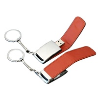 Clé USB personnalisée en cuir avec logo en relief avec porte-clés boîtier en PU marron noir blanc bleu clé USB 32 Go 64 Go 128 Go