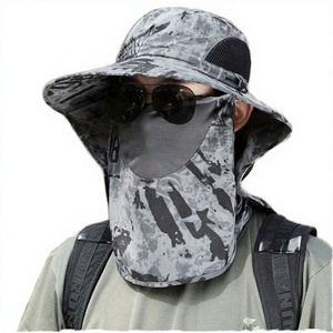 Chapeau Bob Unisexe Séchage Rapide avec Broderie 3D Lettres et Images, Protection Solaire Respirante pour Pêche et Activités de Plein Air, avec Cache-Visage Amovible - Product Image 3