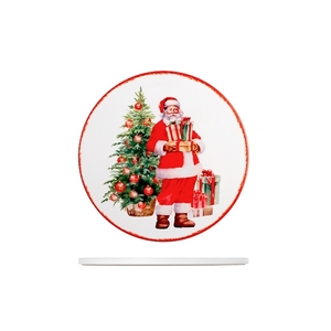 Sottopentola natalizio in ceramica con Babbo Natale, albero e regali per decorare la tavola delle feste - Product Image 1