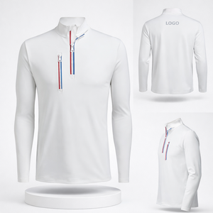 Sweat-shirt de sport pour homme à col zippé, léger, respirant, séchage rapide, avec deux poches zippées, idéal pour le golf et la course à pied - Product Image 1