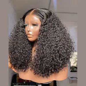 Wig renda depan rambut manusia hitam murah Wig Frontal renda Jerry curl untuk Wig penutupan renda tanpa lem WANITA HITAM