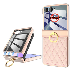 เคสหนังเทียมหรูหราพร้อมที่ยึดแม่เหล็กสำหรับ Galaxy Z Flip 6 7 8 ลายเพชร เคสโทรศัพท์แบบพับได้ - Product Image 3